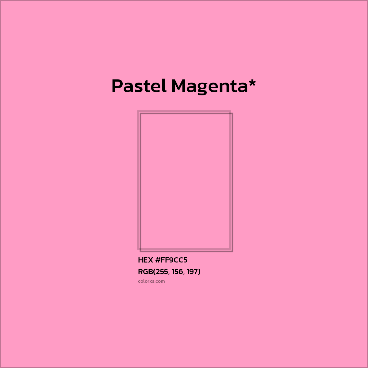 #FF9CC5 hex color. RGB, RYB, CMYK, HSL, HSV codes and color conversions. Matching color names, palettes, paints.