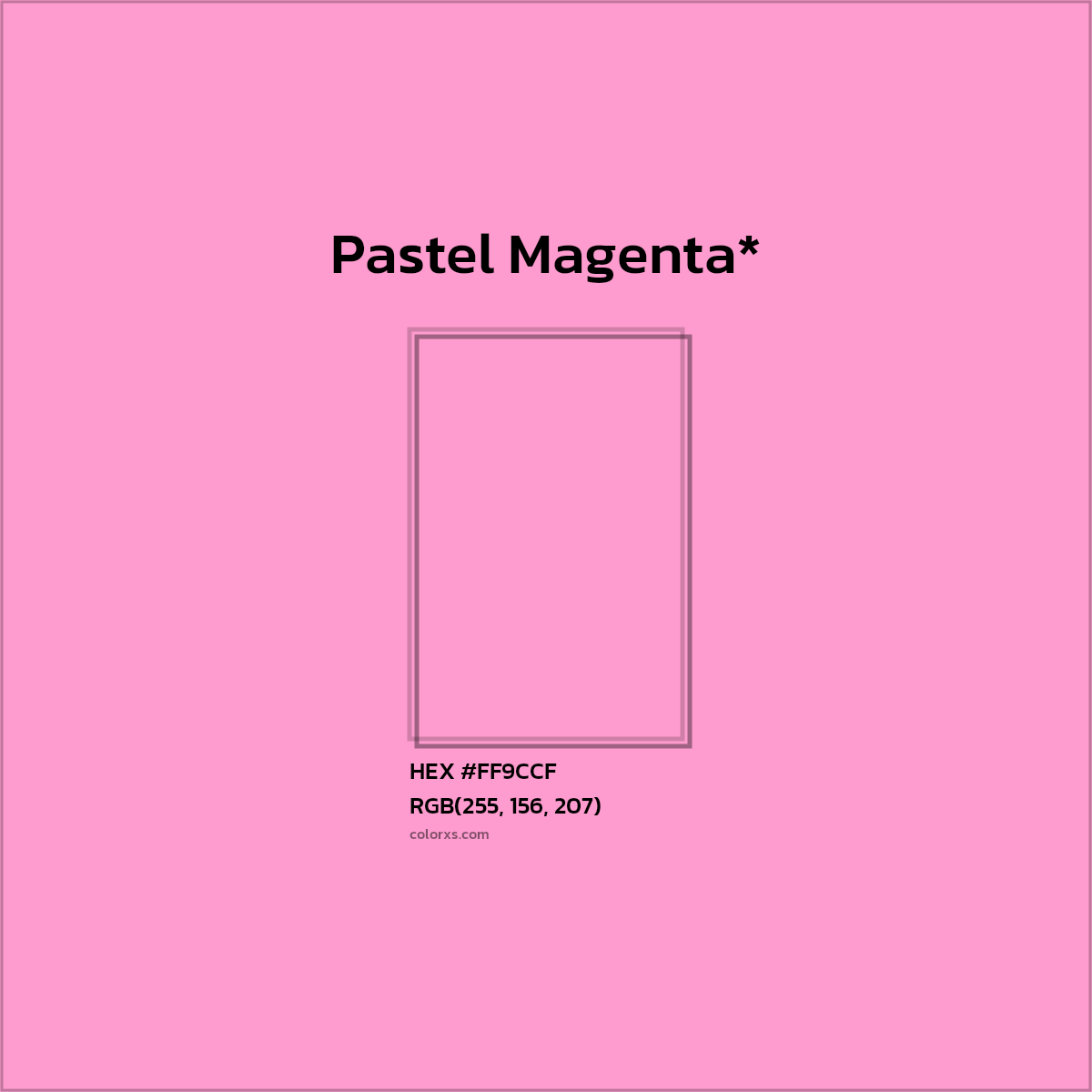 #FF9CCF hex color. RGB, RYB, CMYK, HSL, HSV codes and color conversions. Matching color names, palettes, paints.