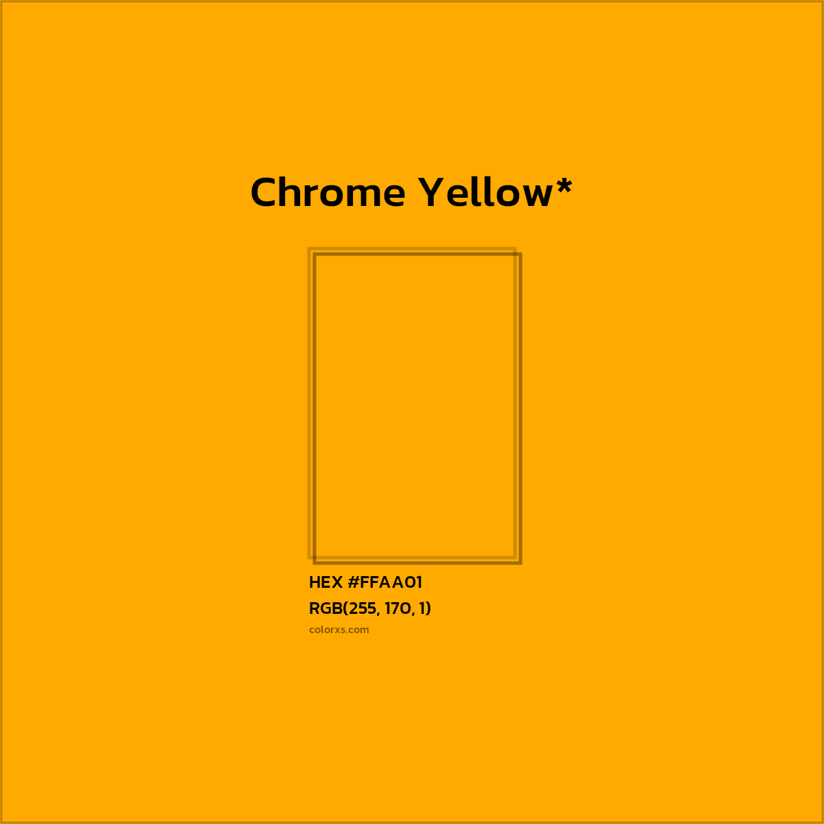 #FFAA01 hex color. RGB, RYB, CMYK, HSL, HSV codes and color conversions. Matching color names, palettes, paints.