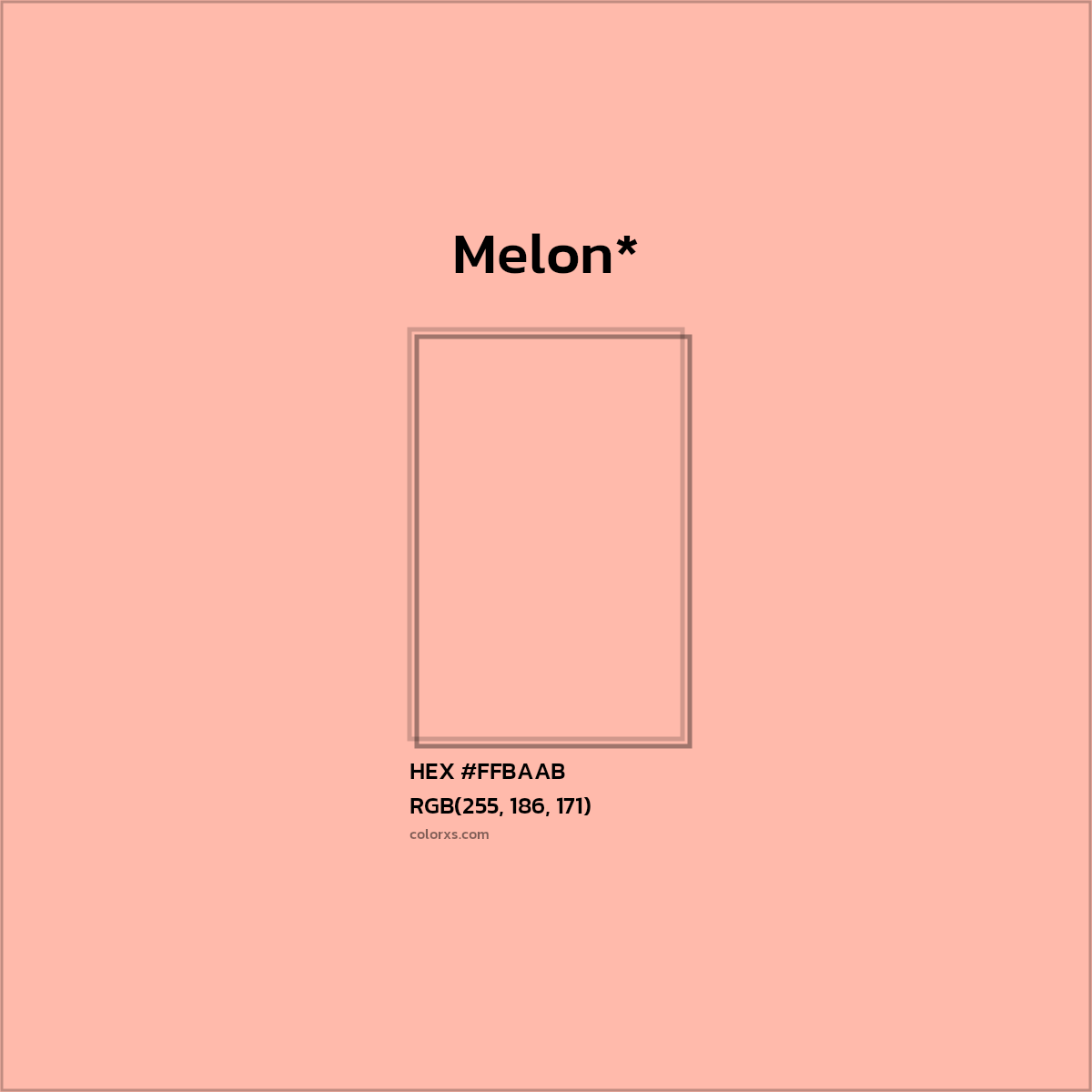 #FFBAAB hex color. RGB, RYB, CMYK, HSL, HSV codes and color conversions. Matching color names, palettes, paints.