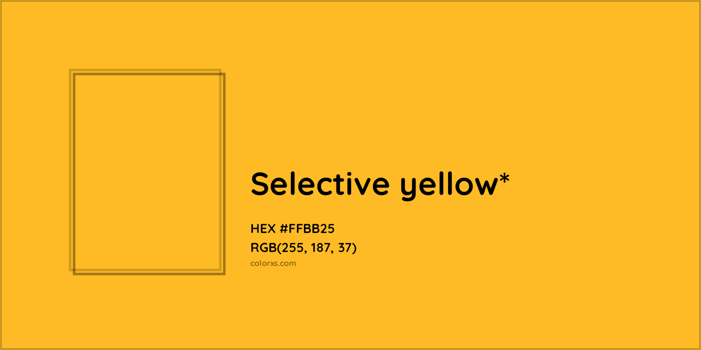 #FFBB25 hex color. RGB, RYB, CMYK, HSL, HSV codes and color conversions. Matching color names, palettes, paints.