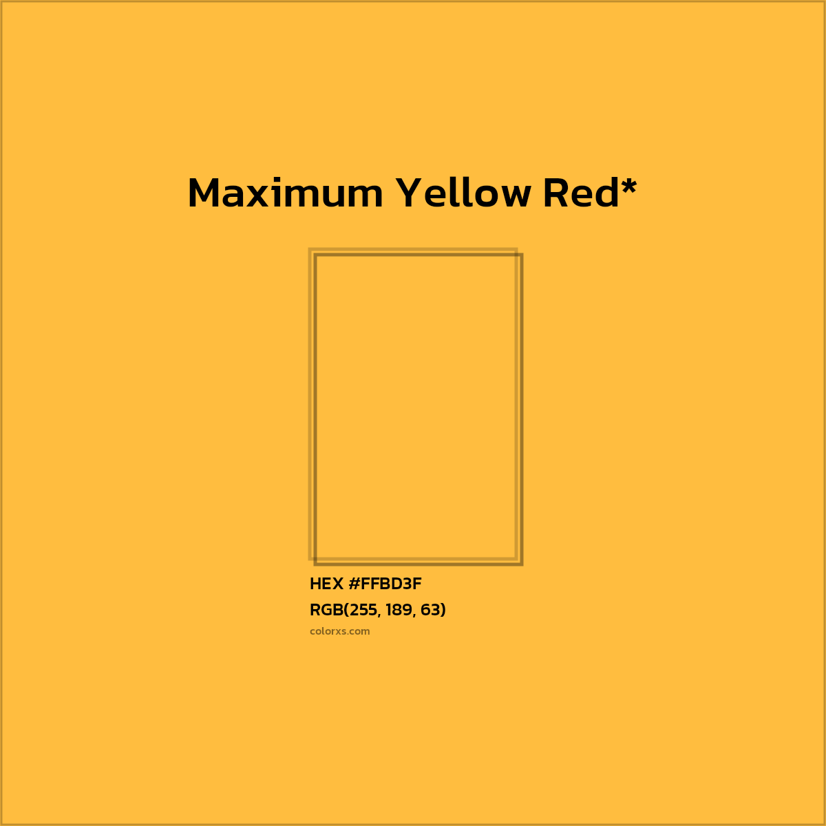 #FFBD3F hex color. RGB, RYB, CMYK, HSL, HSV codes and color conversions. Matching color names, palettes, paints.