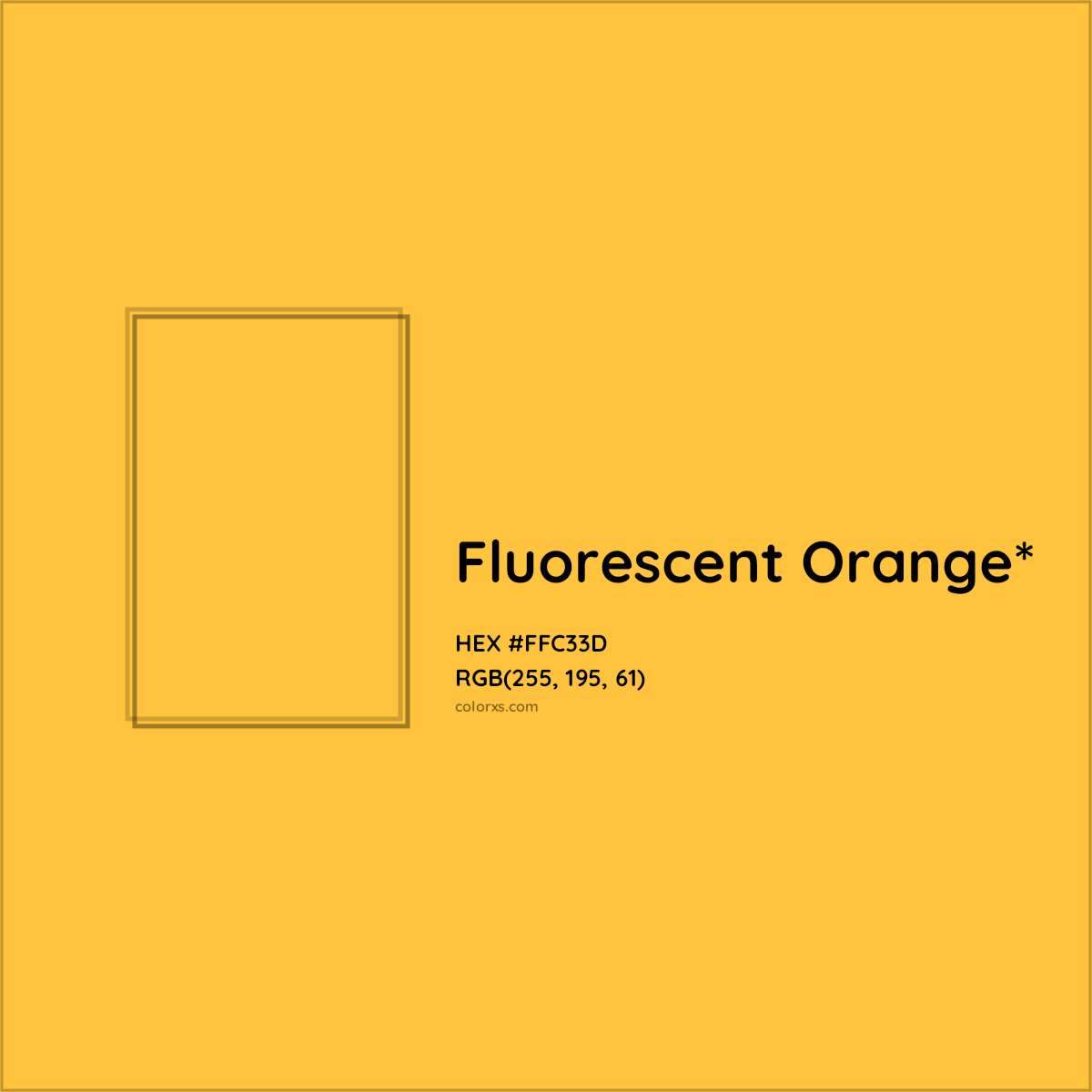 #FFC33D hex color. RGB, RYB, CMYK, HSL, HSV codes and color conversions. Matching color names, palettes, paints.