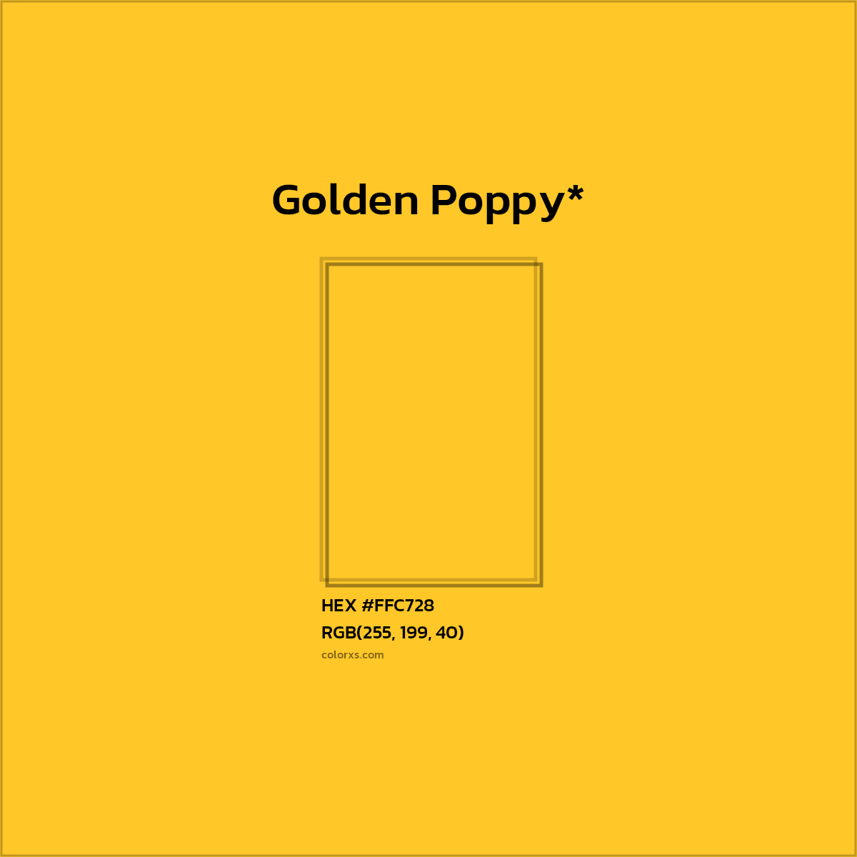 #FFC728 hex color. RGB, RYB, CMYK, HSL, HSV codes and color conversions. Matching color names, palettes, paints.