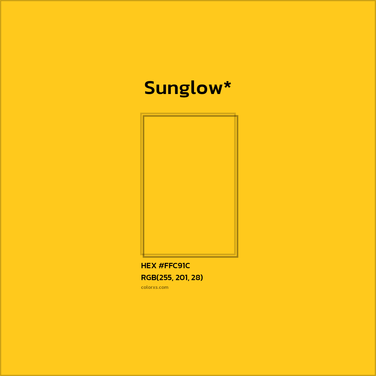 #FFC91C hex color. RGB, RYB, CMYK, HSL, HSV codes and color conversions. Matching color names, palettes, paints.