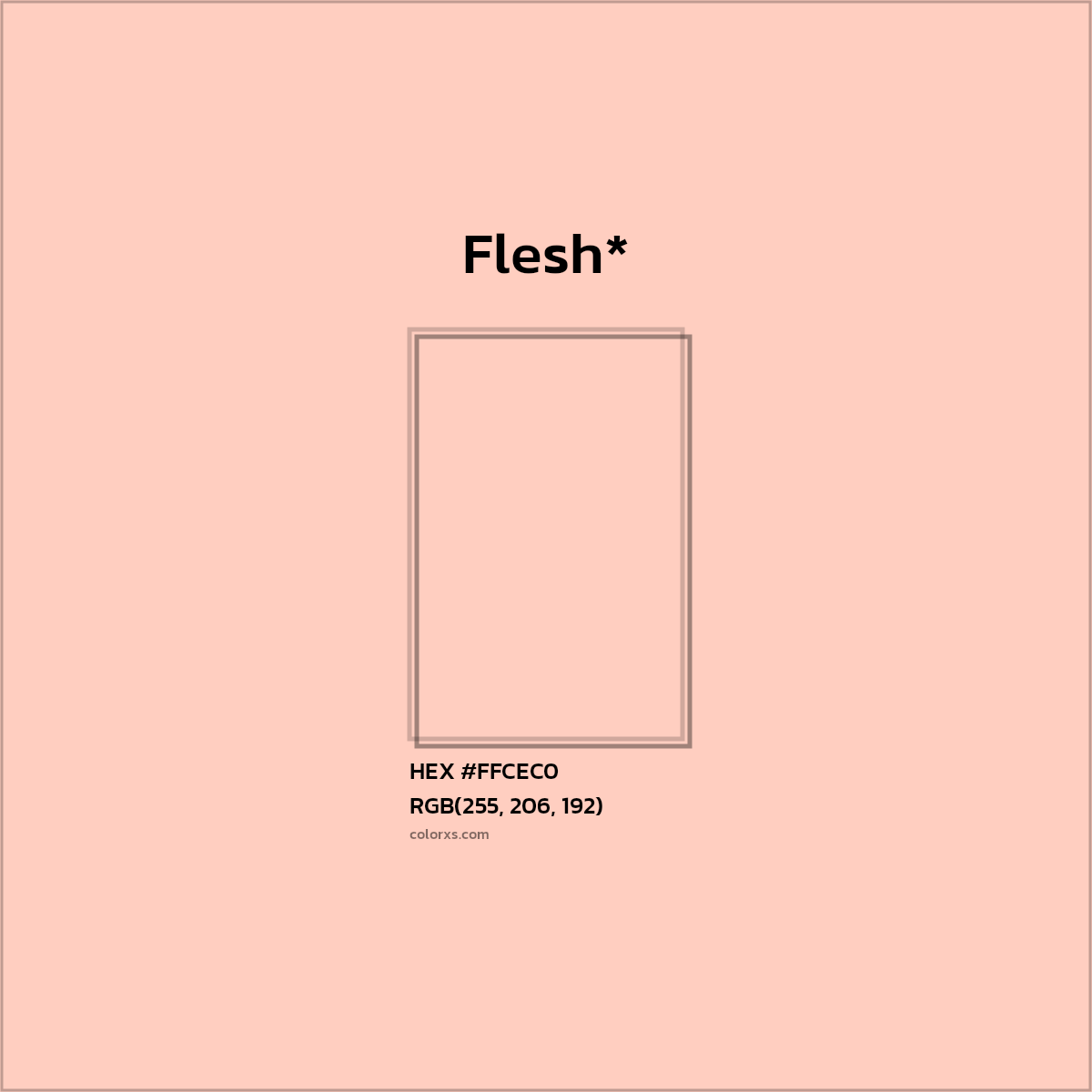 #FFCEC0 hex color. RGB, RYB, CMYK, HSL, HSV codes and color conversions. Matching color names, palettes, paints.