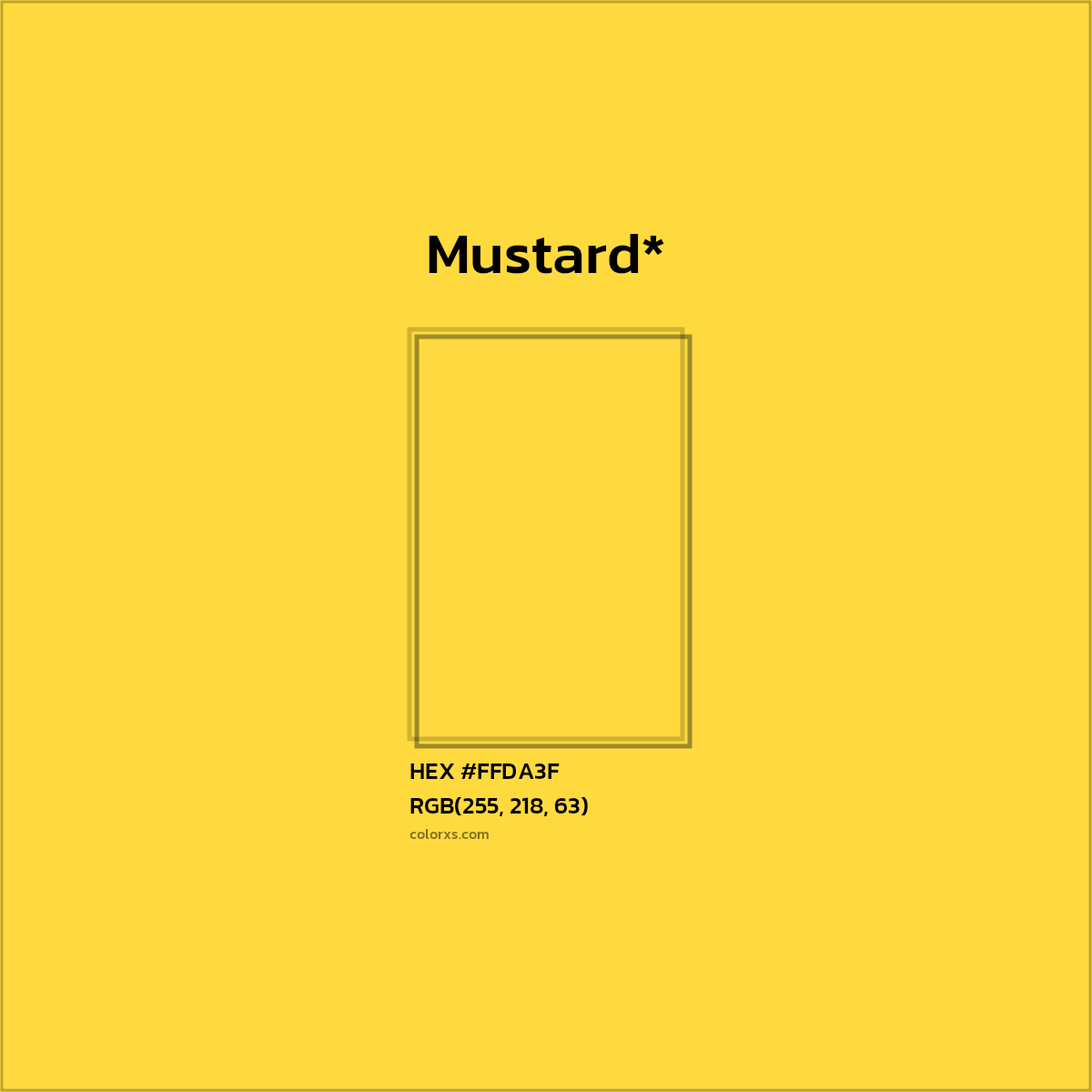 #FFDA3F hex color. RGB, RYB, CMYK, HSL, HSV codes and color conversions. Matching color names, palettes, paints.