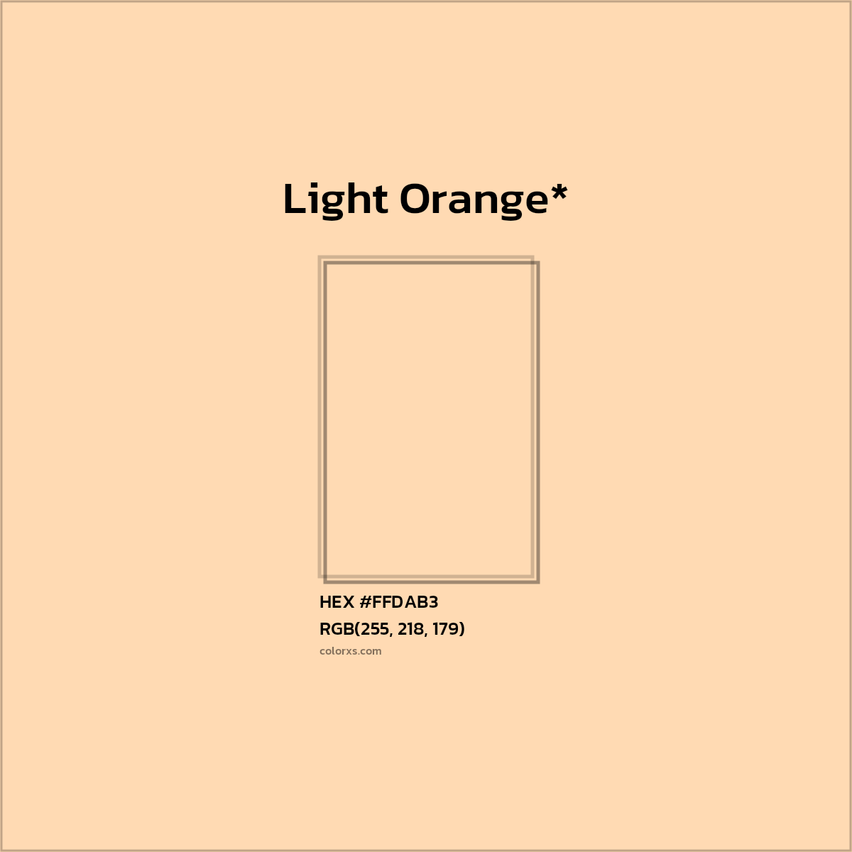#FFDAB3 hex color. RGB, RYB, CMYK, HSL, HSV codes and color conversions. Matching color names, palettes, paints.