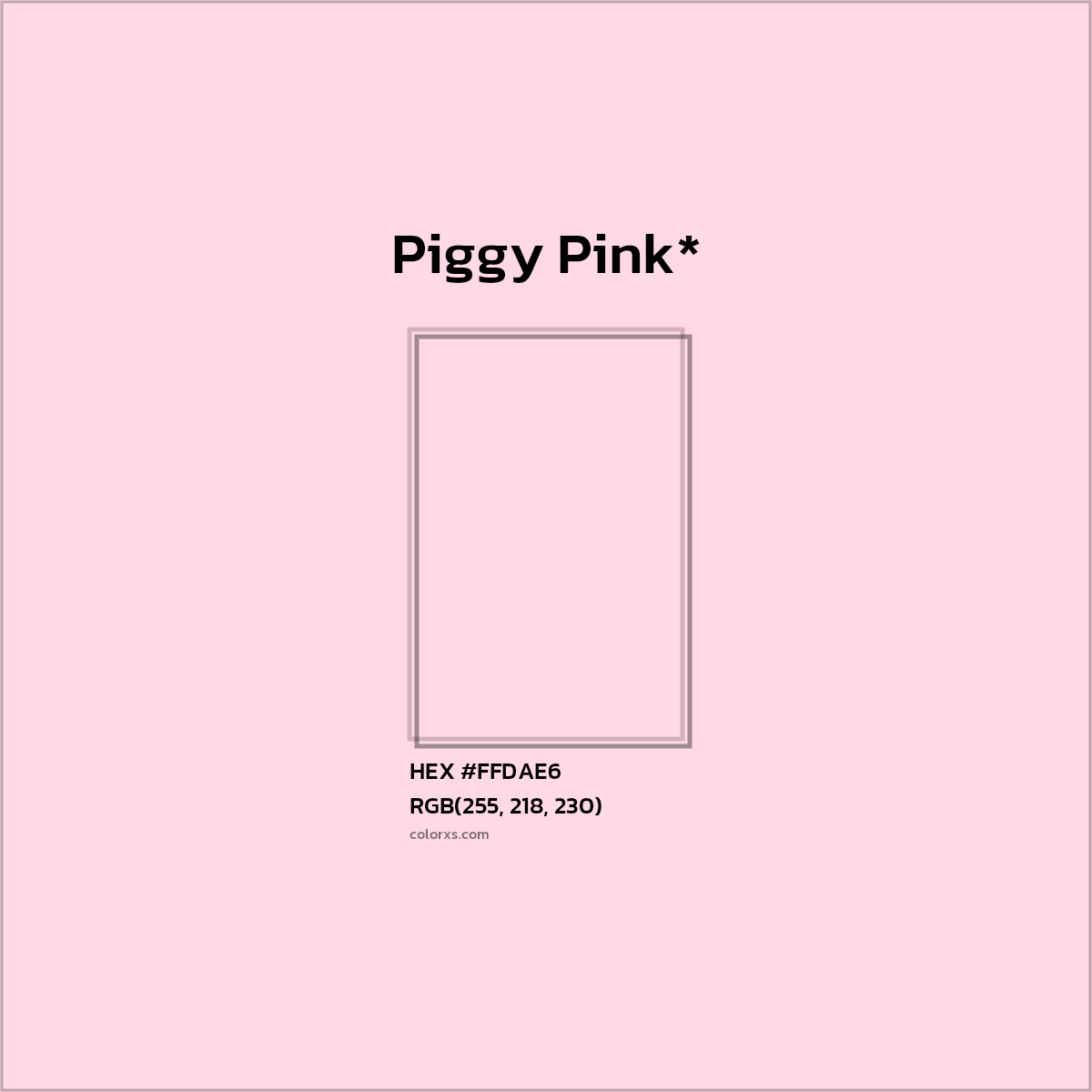 #FFDAE6 hex color. RGB, RYB, CMYK, HSL, HSV codes and color conversions. Matching color names, palettes, paints.