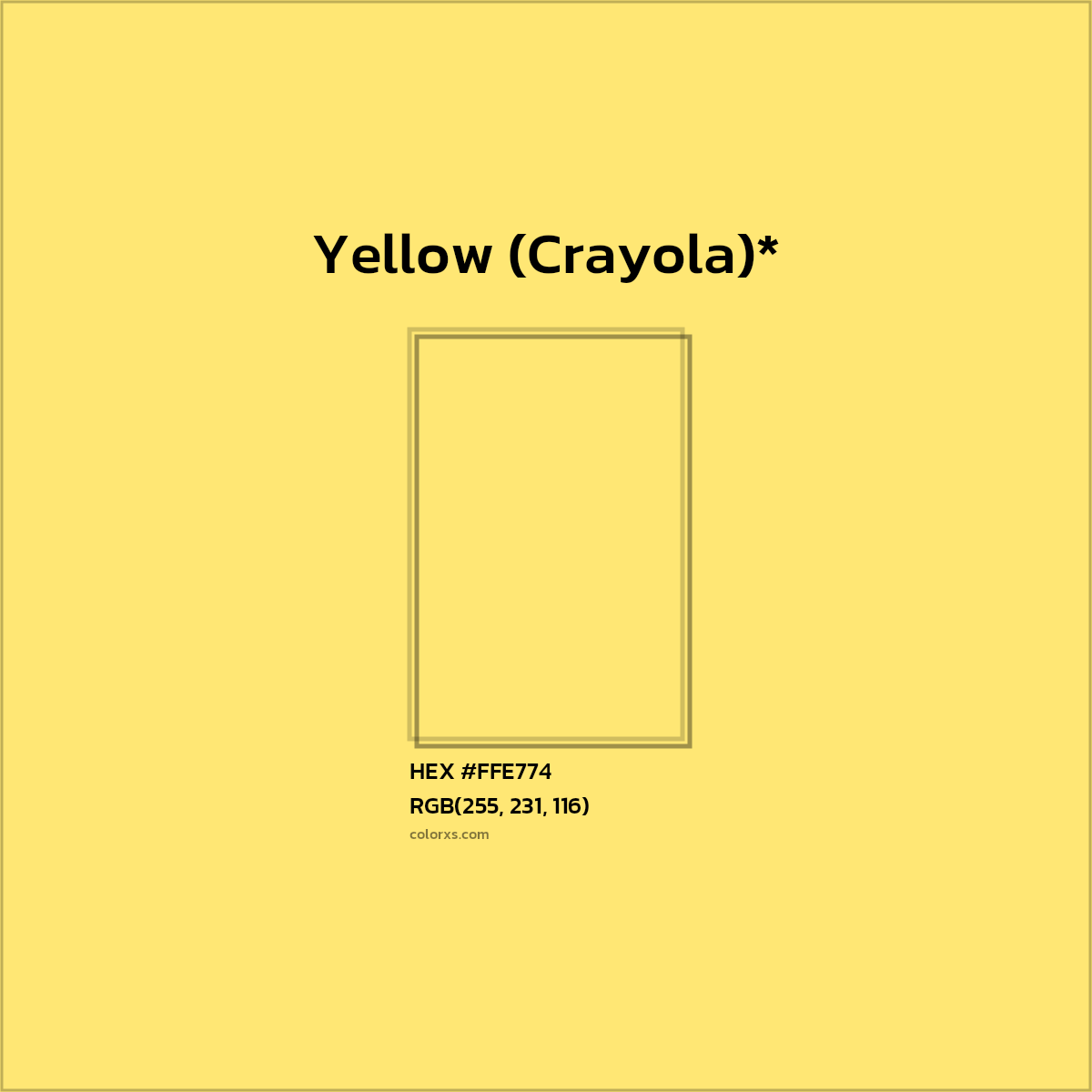 #FFE774 hex color. RGB, RYB, CMYK, HSL, HSV codes and color conversions. Matching color names, palettes, paints.