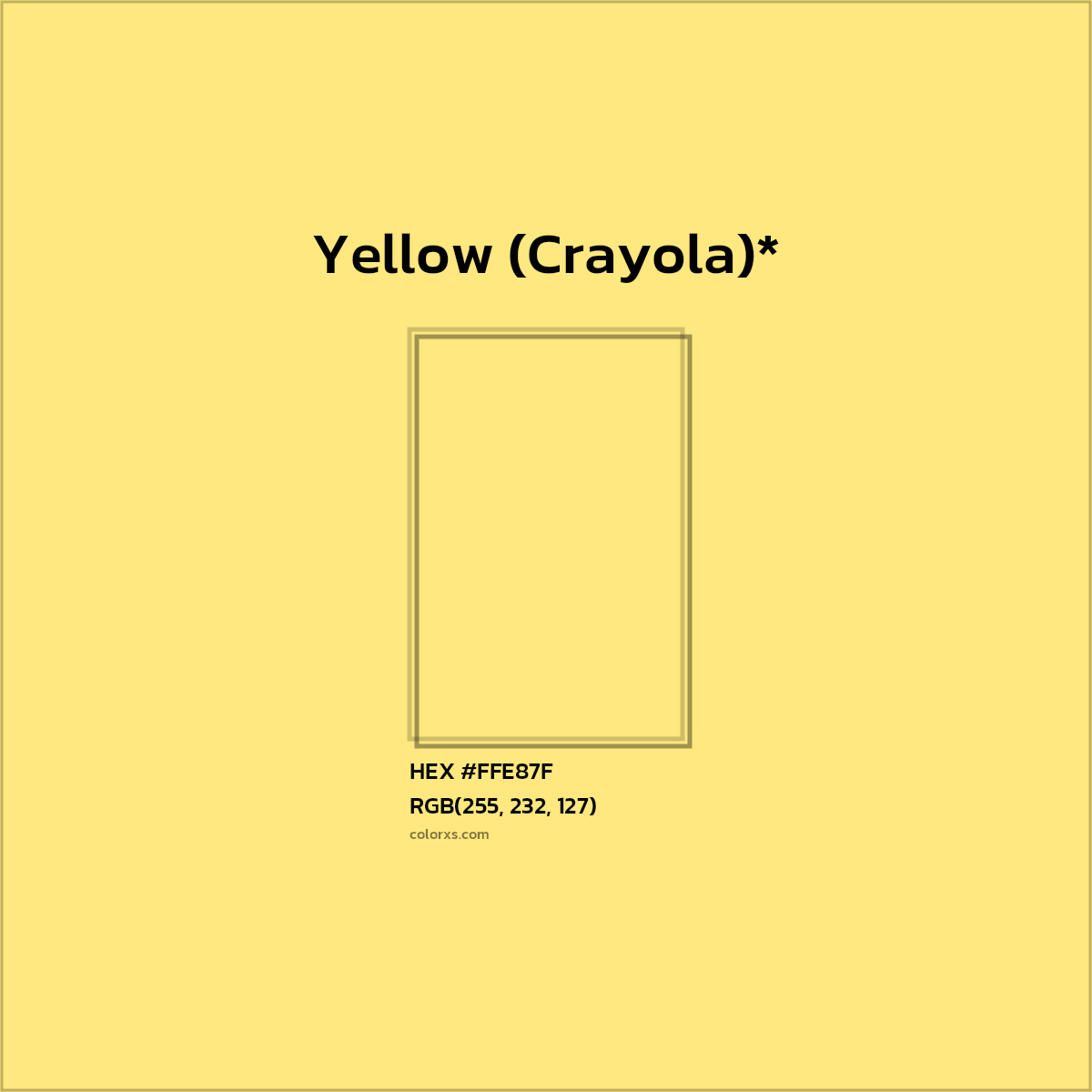 #FFE87F hex color. RGB, RYB, CMYK, HSL, HSV codes and color conversions. Matching color names, palettes, paints.