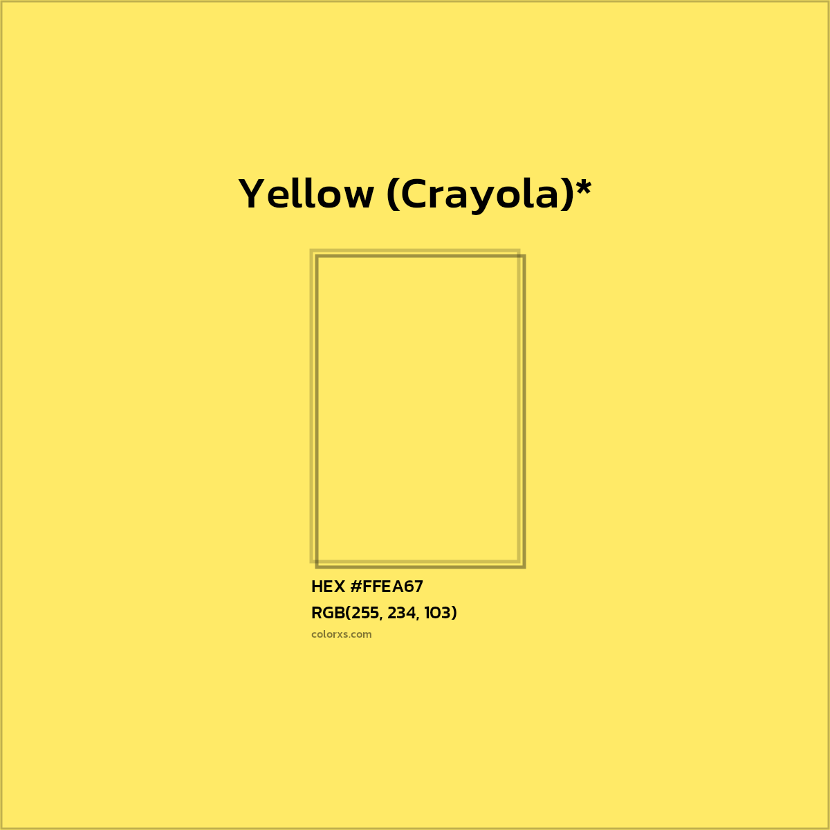 #FFEA67 hex color. RGB, RYB, CMYK, HSL, HSV codes and color conversions. Matching color names, palettes, paints.