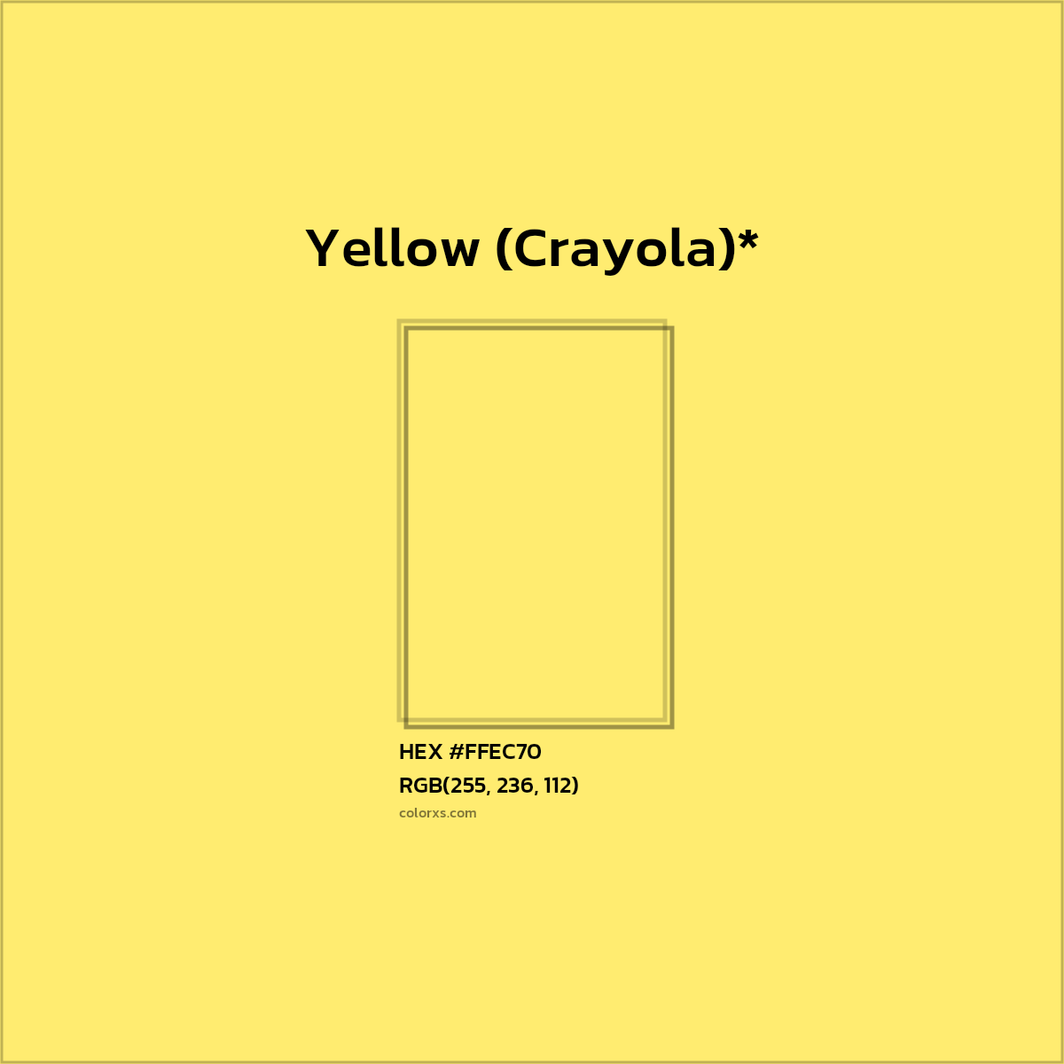 #FFEC70 hex color. RGB, RYB, CMYK, HSL, HSV codes and color conversions. Matching color names, palettes, paints.