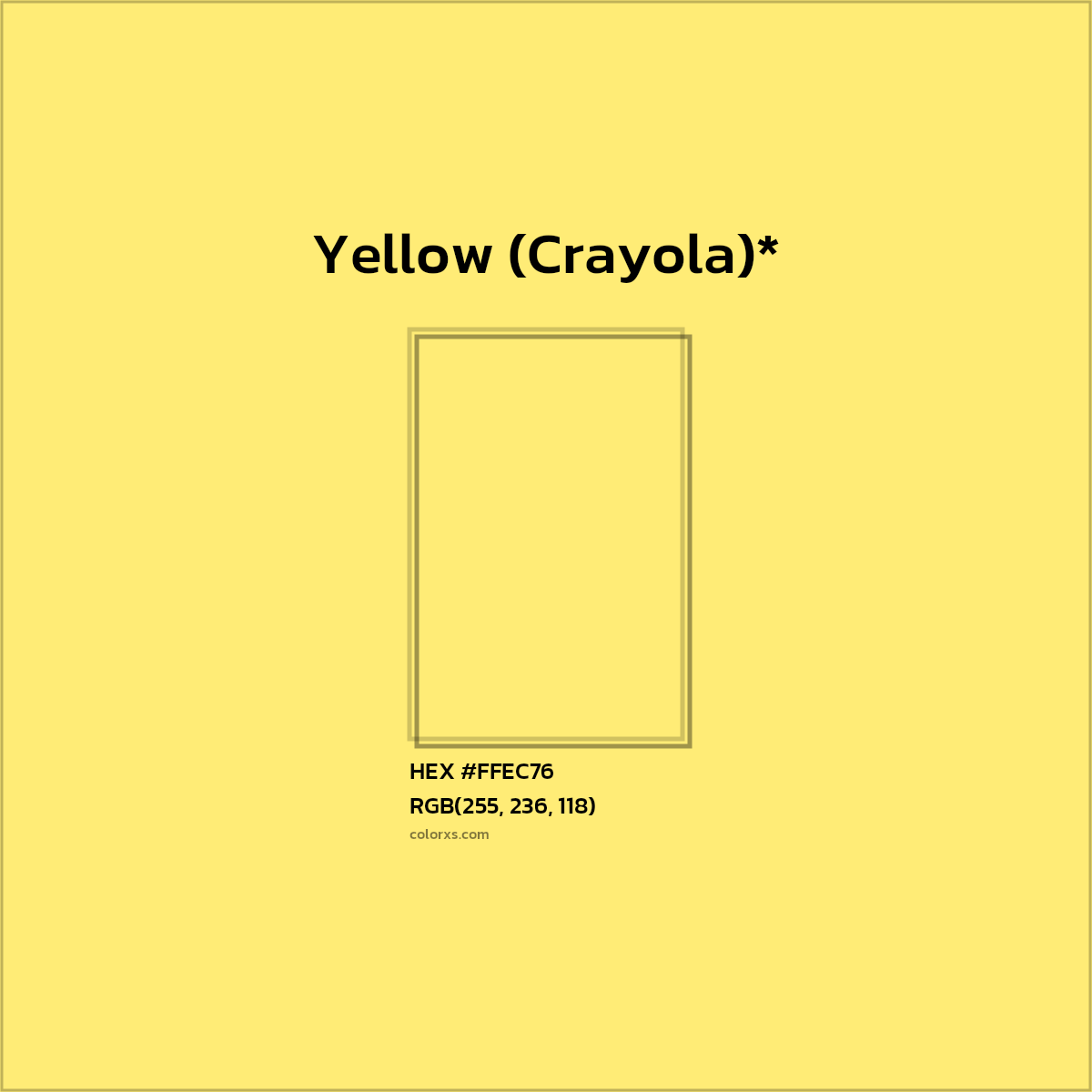 #FFEC76 hex color. RGB, RYB, CMYK, HSL, HSV codes and color conversions. Matching color names, palettes, paints.