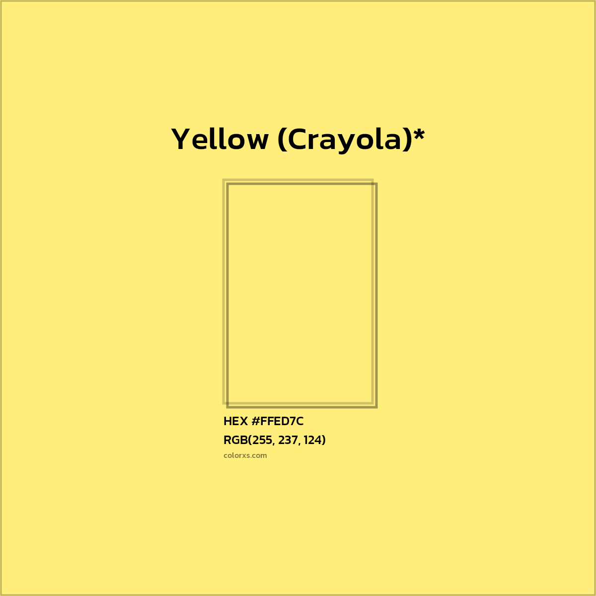 #FFED7C hex color. RGB, RYB, CMYK, HSL, HSV codes and color conversions. Matching color names, palettes, paints.