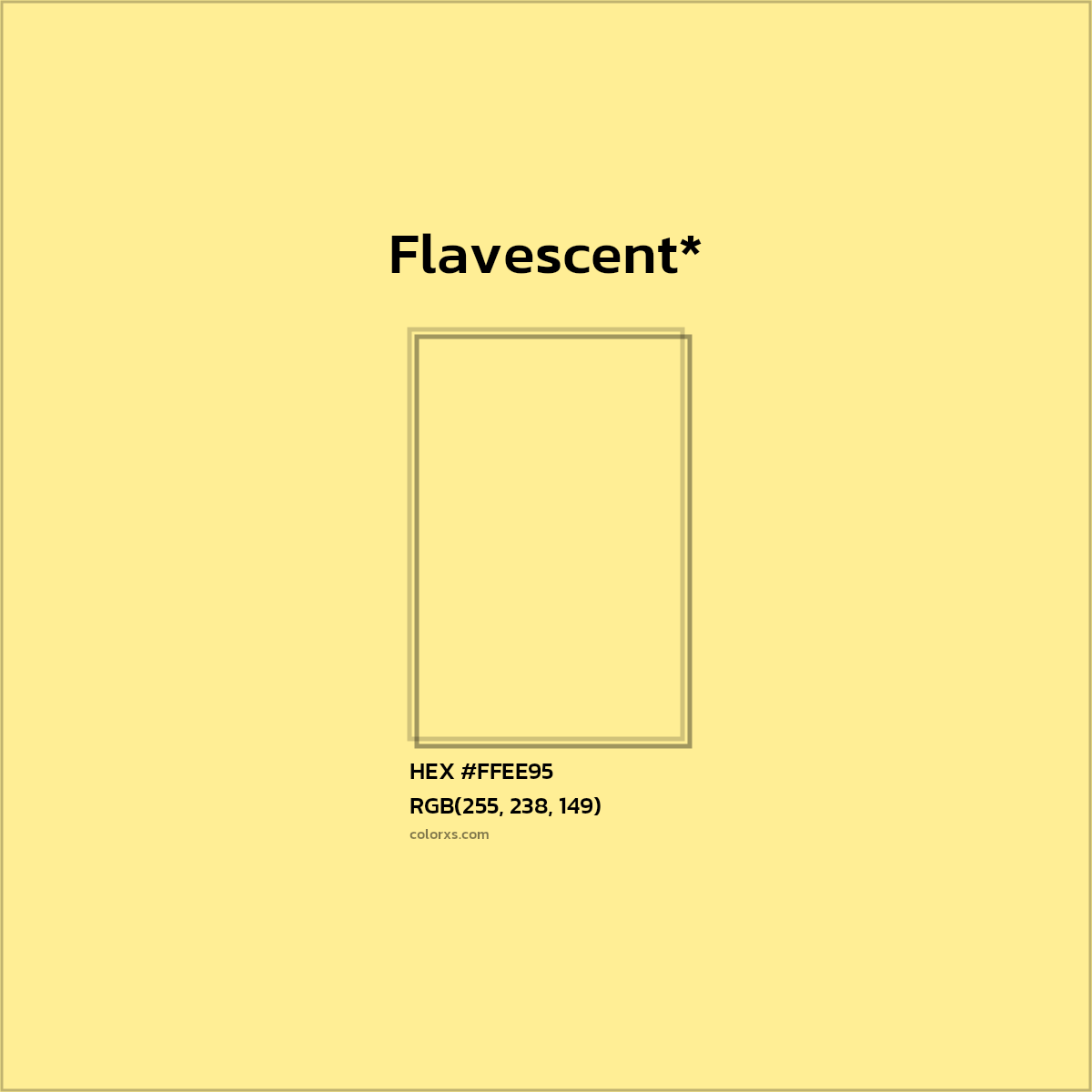 #FFEE95 hex color. RGB, RYB, CMYK, HSL, HSV codes and color conversions. Matching color names, palettes, paints.
