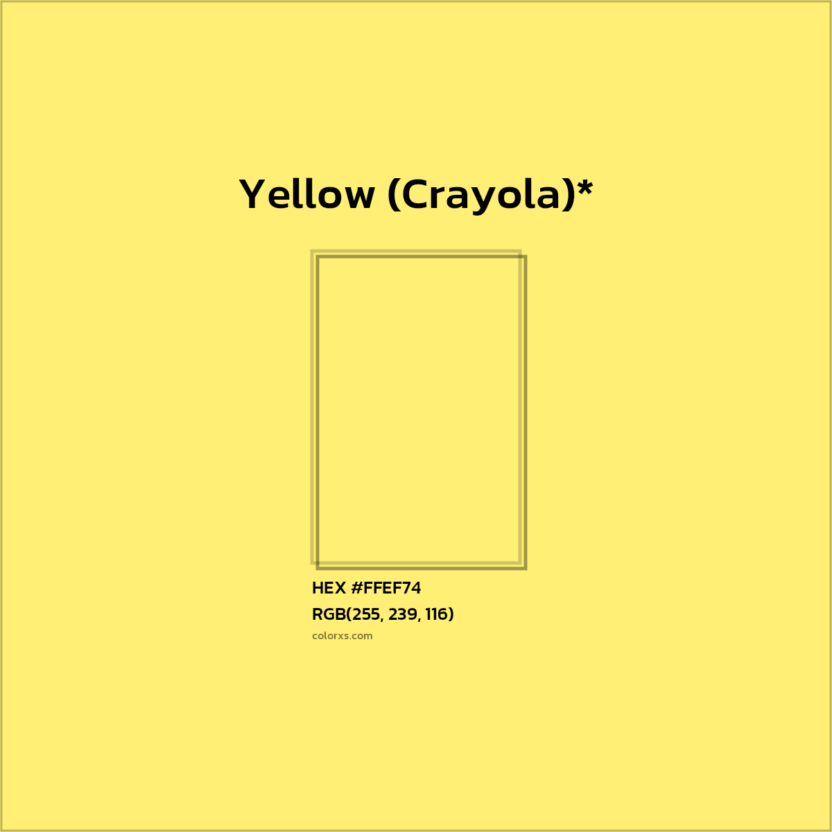 #FFEF74 hex color. RGB, RYB, CMYK, HSL, HSV codes and color conversions. Matching color names, palettes, paints.