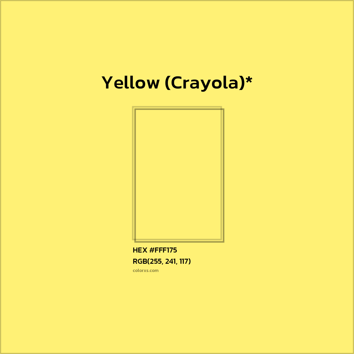 #FFF175 hex color. RGB, RYB, CMYK, HSL, HSV codes and color conversions. Matching color names, palettes, paints.