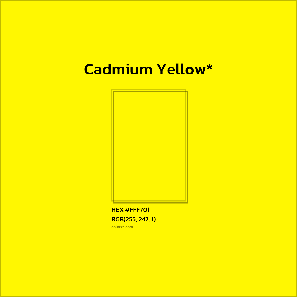 #FFF701 hex color. RGB, RYB, CMYK, HSL, HSV codes and color conversions. Matching color names, palettes, paints.