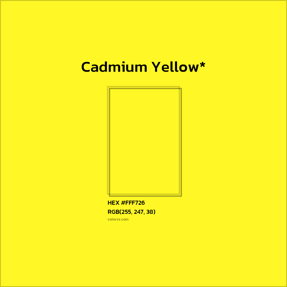 #FFF726 hex color. RGB, RYB, CMYK, HSL, HSV codes and color conversions. Matching color names, palettes, paints.