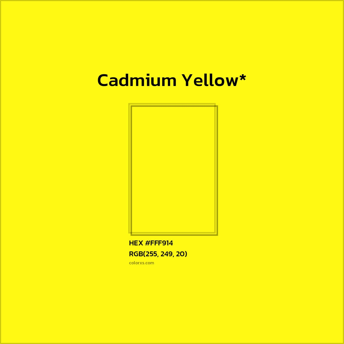 #FFF914 hex color. RGB, RYB, CMYK, HSL, HSV codes and color conversions. Matching color names, palettes, paints.