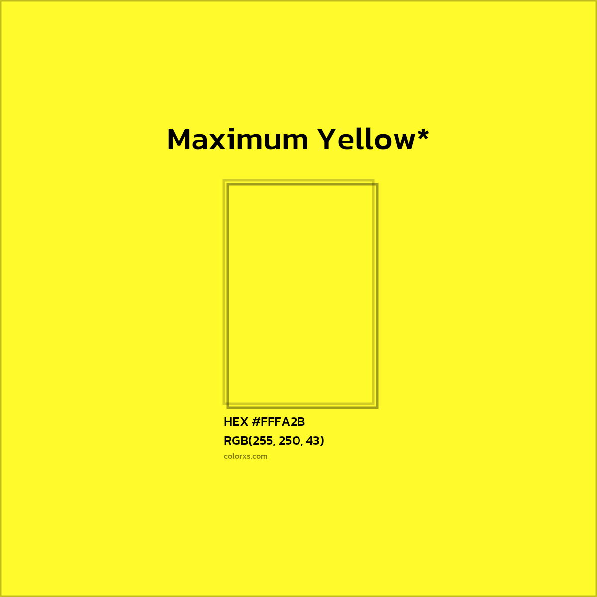 #FFFA2B hex color. RGB, RYB, CMYK, HSL, HSV codes and color conversions. Matching color names, palettes, paints.