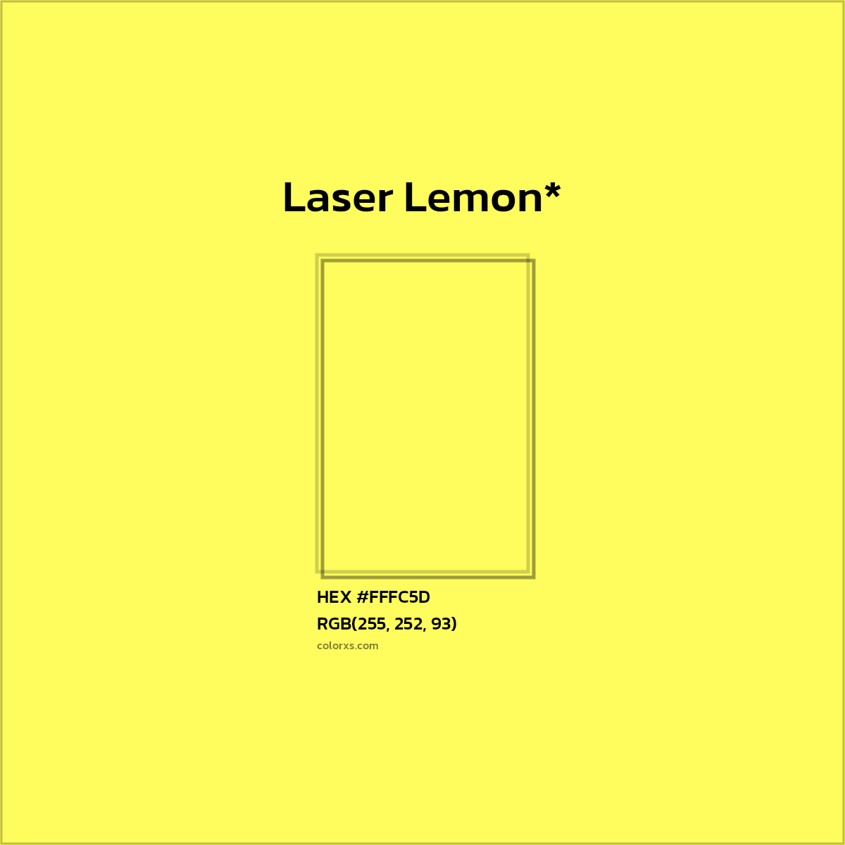#FFFC5D hex color. RGB, RYB, CMYK, HSL, HSV codes and color conversions. Matching color names, palettes, paints.