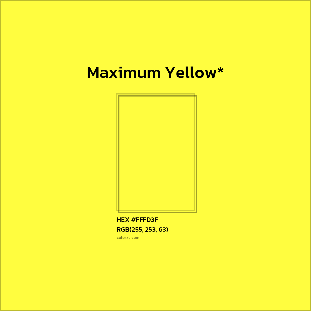 #FFFD3F hex color. RGB, RYB, CMYK, HSL, HSV codes and color conversions. Matching color names, palettes, paints.